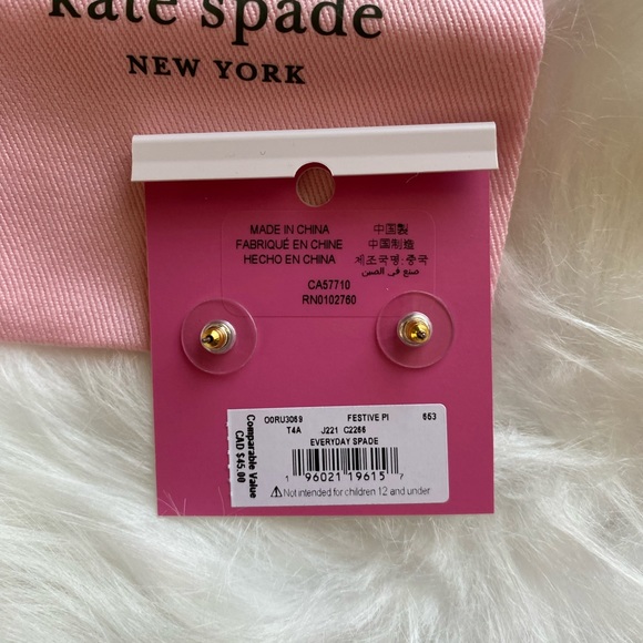 Nwt Kate spade everyday enamel studs festive pink - Picture 3 of 3